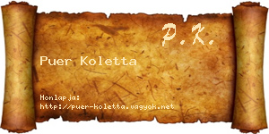Puer Koletta névjegykártya
